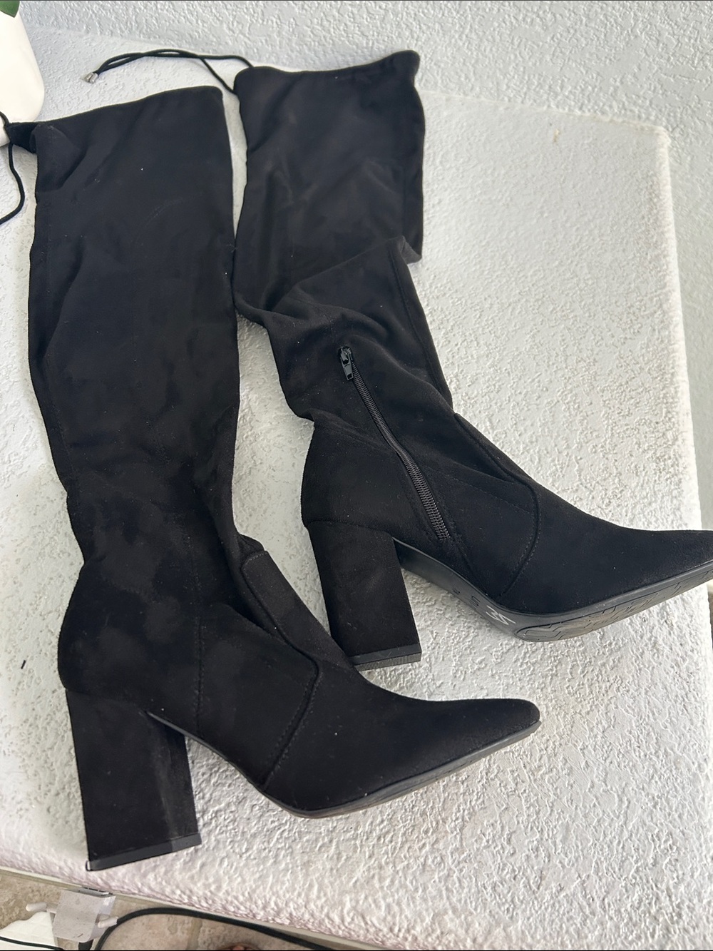 Unisa Black Suede Over-the-Knee Block Heel Boots